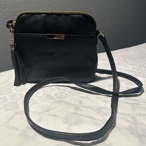 Chic Black Crossbody Bag with Tassel